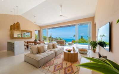 Chill and Tropical seaview villa living room Koh Samui