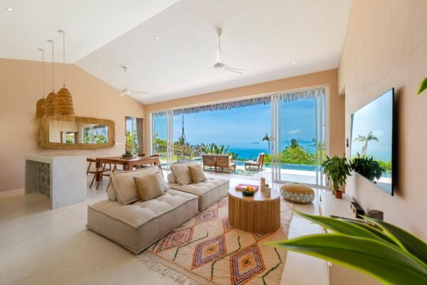 Chill and Tropical seaview villa living room Koh Samui